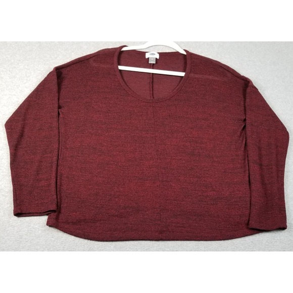 Old Navy Sweaters - Old Navy Sweater Women's Medium M Burgundy Sheer Knit Pullover Scoop Long Sleeve